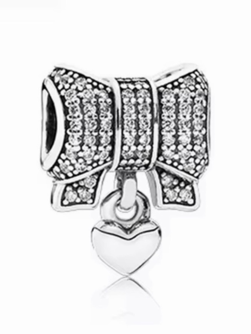 Macy's Silver Bow Charm with Heart Dangle